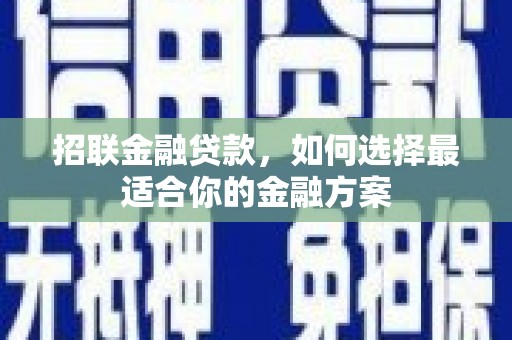 界首招联金融贷款，如何选择最适合你的金融方案