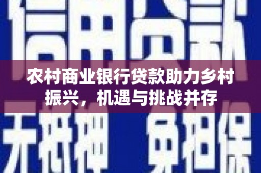 界首农村商业银行贷款助力乡村振兴，机遇与挑战并存