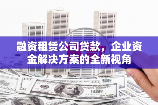 界首融资租赁公司贷款，企业资金解决方案的全新视角