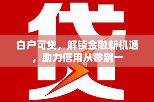 界首白户可贷，解锁金融新机遇，助力信用从零到一