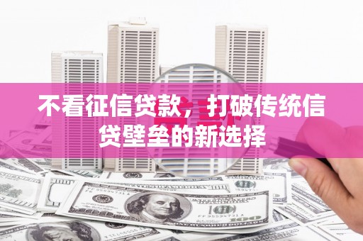 界首不看征信贷款，打破传统信贷壁垒的新选择