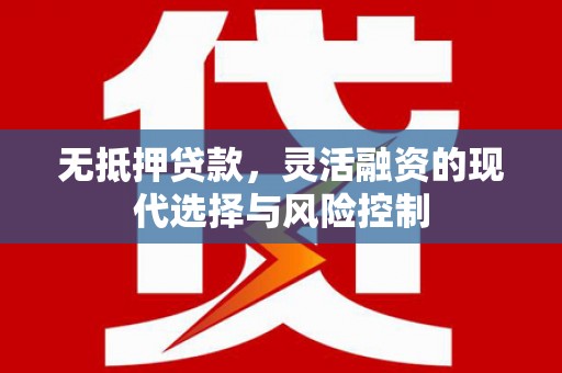 界首无抵押贷款，灵活融资的现代选择与风险控制