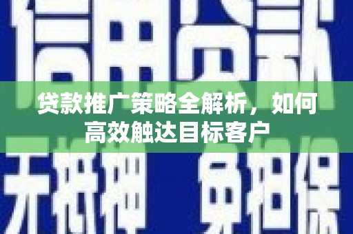 界首贷款推广策略全解析，如何高效触达目标客户