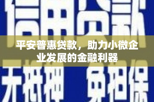 界首平安普惠贷款，助力小微企业发展的金融利器