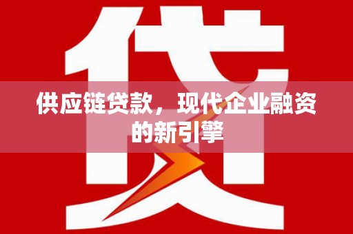 界首供应链贷款，现代企业融资的新引擎