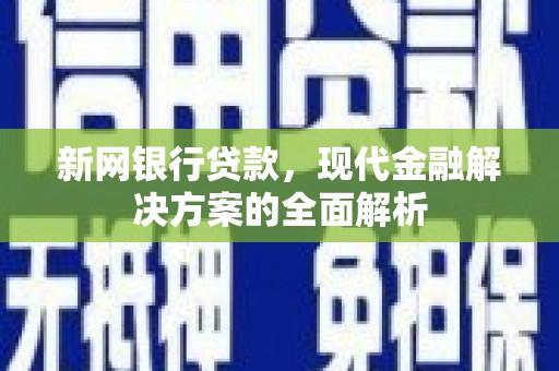 界首新网银行贷款，现代金融解决方案的全面解析