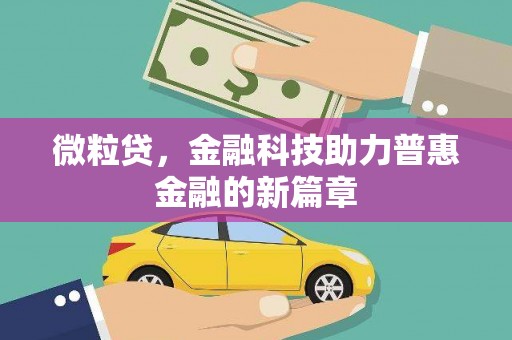 界首微粒贷，金融科技助力普惠金融的新篇章